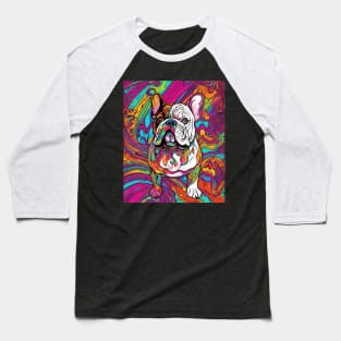 Psychedelic English Bulldog Baseball T-Shirt